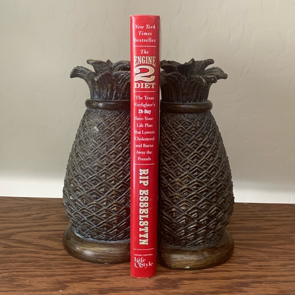 Pineapple Decor:Two Part Pineapple Bookends Tiny Resin Pineapple Vase or Candle